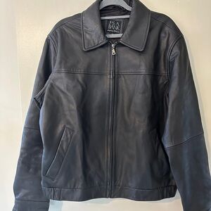 Jos. A. Bank Men's Dark Leather Bomber Jacket TALL size